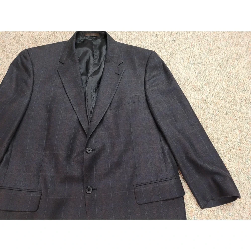 Joseph Abboud Blazer Mens 44R Grey Silk‎ Wool Windowpane Sport Coat Nordstrom